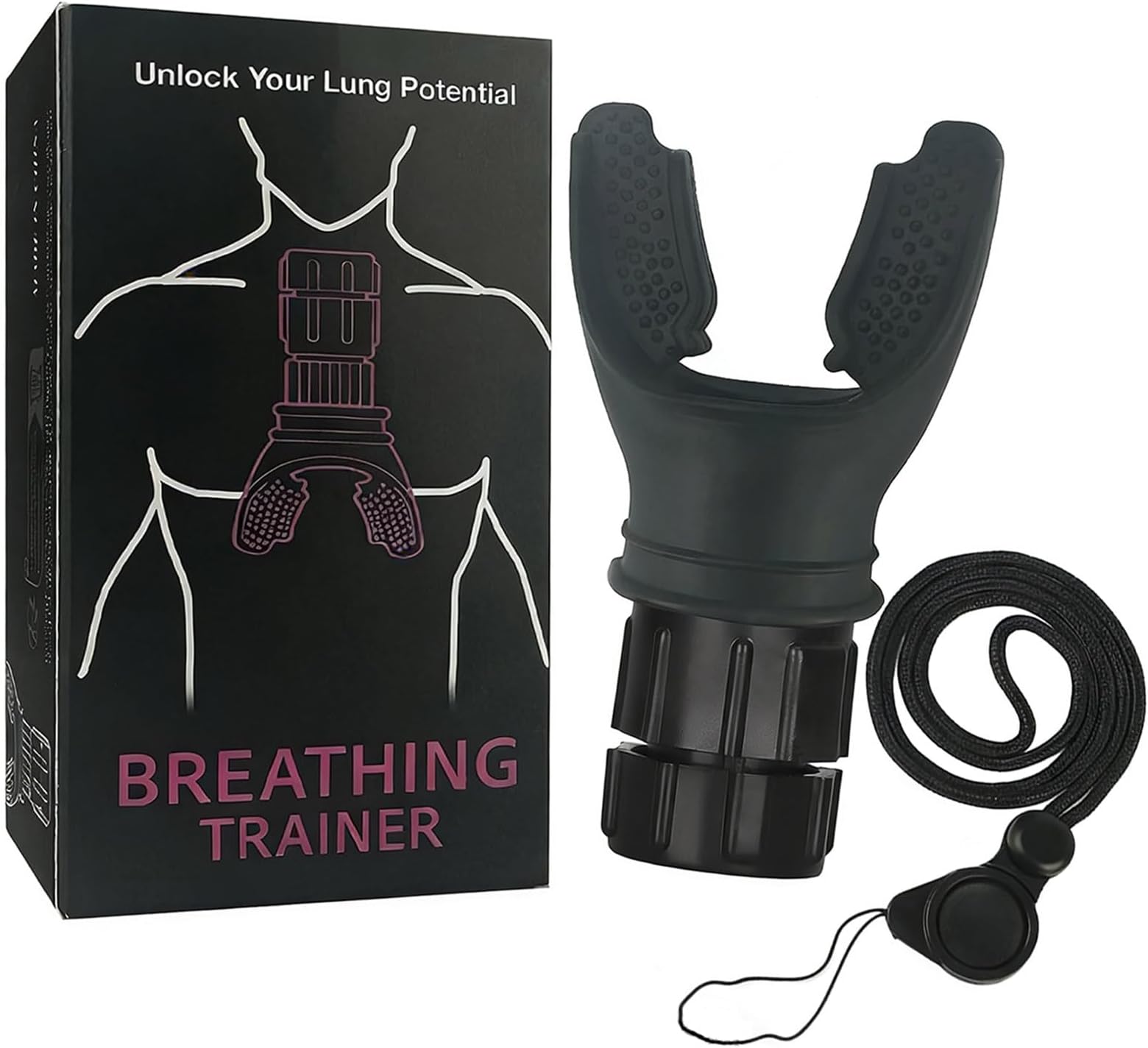 Oxyfit Breathing Lung Trainer - Oxygen Flow Breathing Trainer Lung Exerciser Device Improve Lung Capacity Handheld Lung Expansion Training Tool for Respiratory Therapy (Black)