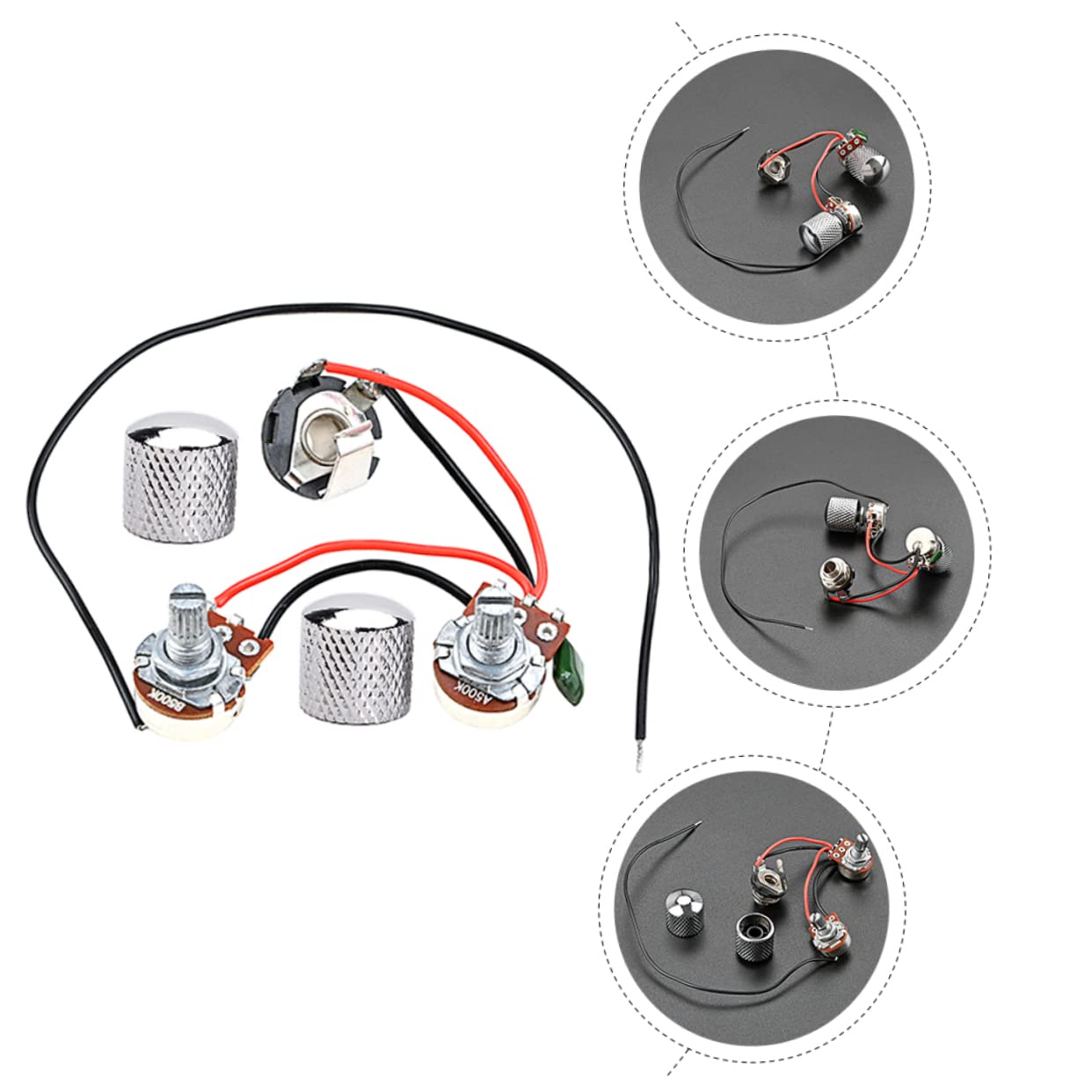 BIUDECO 1set Guitar Potentiometer Wiring Harness Durable Knobs Electric Guitar Accessory for Volume Tone Control Practical Parts