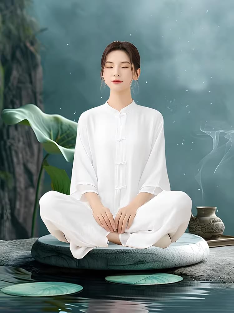 Set di due pezzi da meditazione di fascia alta da donna sciolto confortevole Tai Chi mattina esercizio tempo libero Set