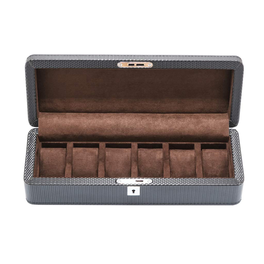ANVLOJRIH Watch Box Carbon Fiber 3 Slots Watch Case Jewelry Display Storage Boxes Bracelet Tray with 3 Removal Storage Pillows Lockable Metal Lock for Men Women