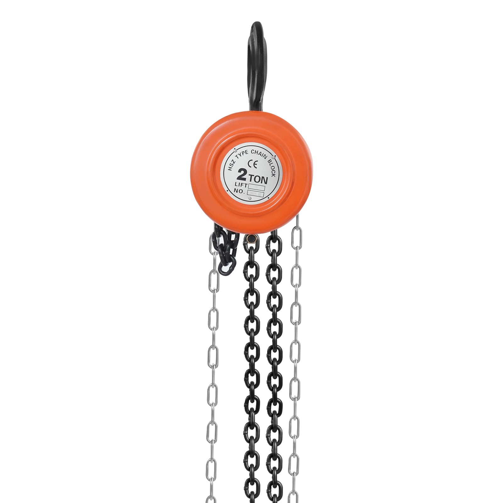 Handkettenzüge, 1/2T Kettenzug Handseilwinde, Manueller Kettenzug, 3m Kette, Flaschenzug Seilzug Handkran für Forst und Werkstatt (Orange, 2T)
