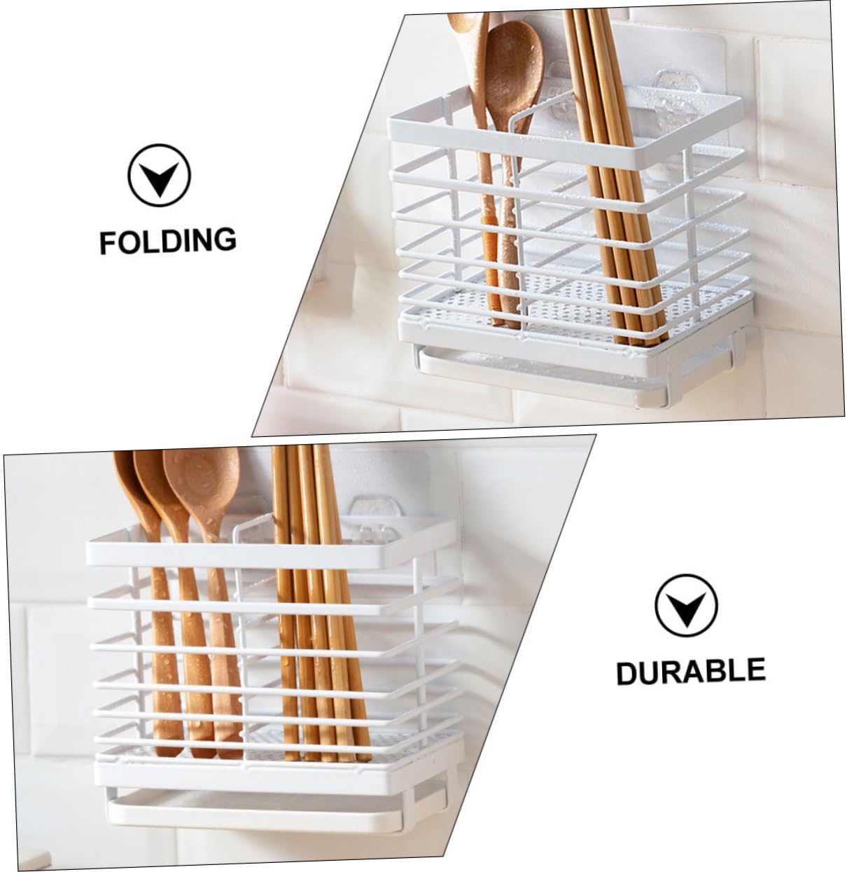 COLLBATH 1pc Multifunctional Wall-mounted Chopsticks Container Kitchen Rack for Utensil Storage Space-saving Design for Narrow Areas Easy to Install Kitchen Organizer