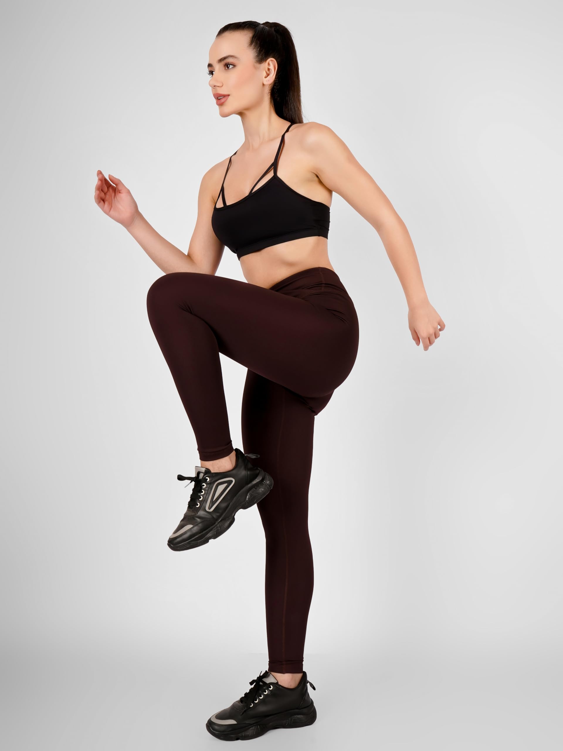 Imperative Regular High Waist Stretchable Gym Low Rise Tights Leggings with Crossover Belt for Women & Girls | Gym Wear/Active Wear Tights Yoga Pants. (in, Alpha, XL, Maroon) - Image 2 thumbnail