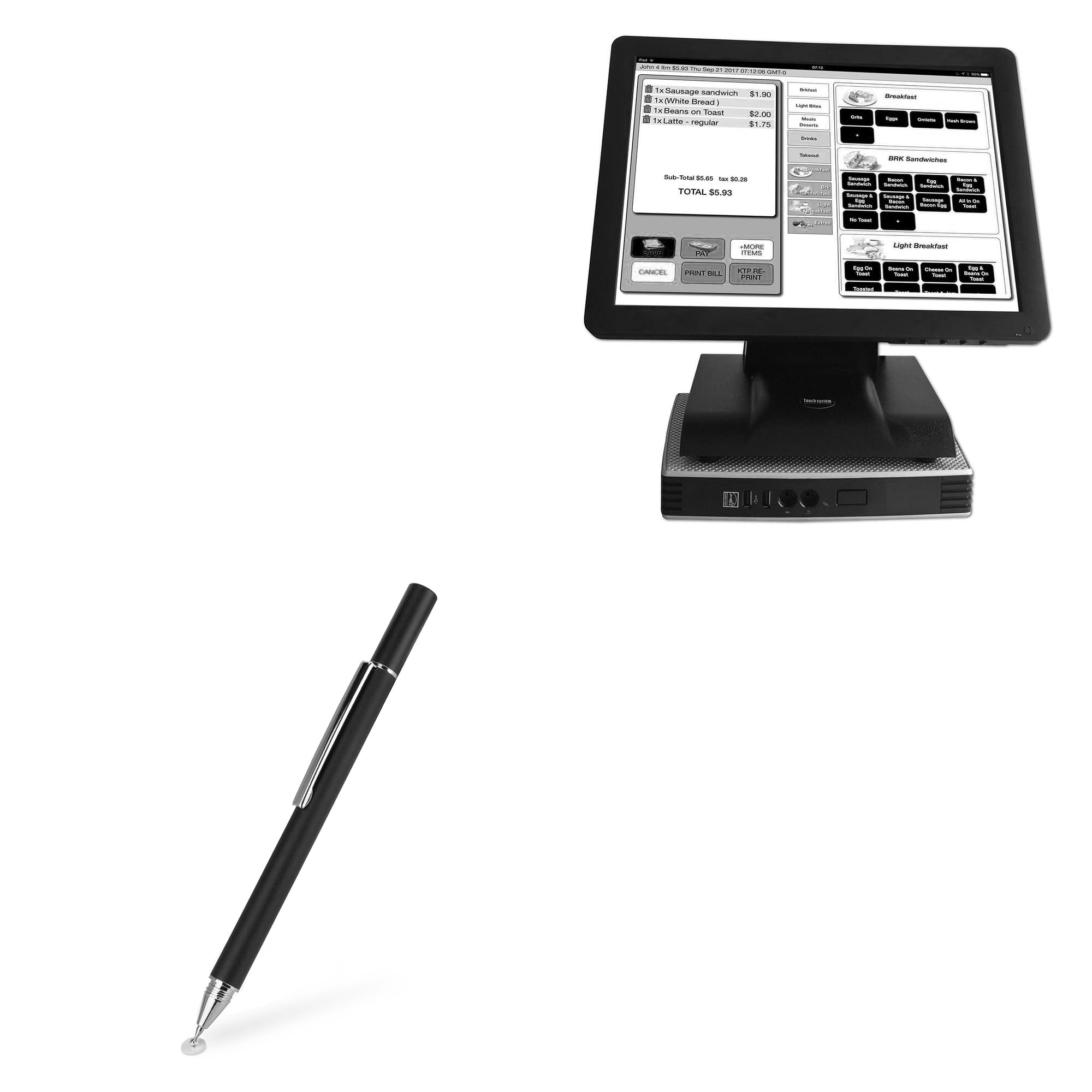 BoxWave Stylus Pen Compatible with ezeetab PRO-15 POS Terminal - FineTouch Capacitive Stylus, Super Precise Stylus Pen - Jet Black