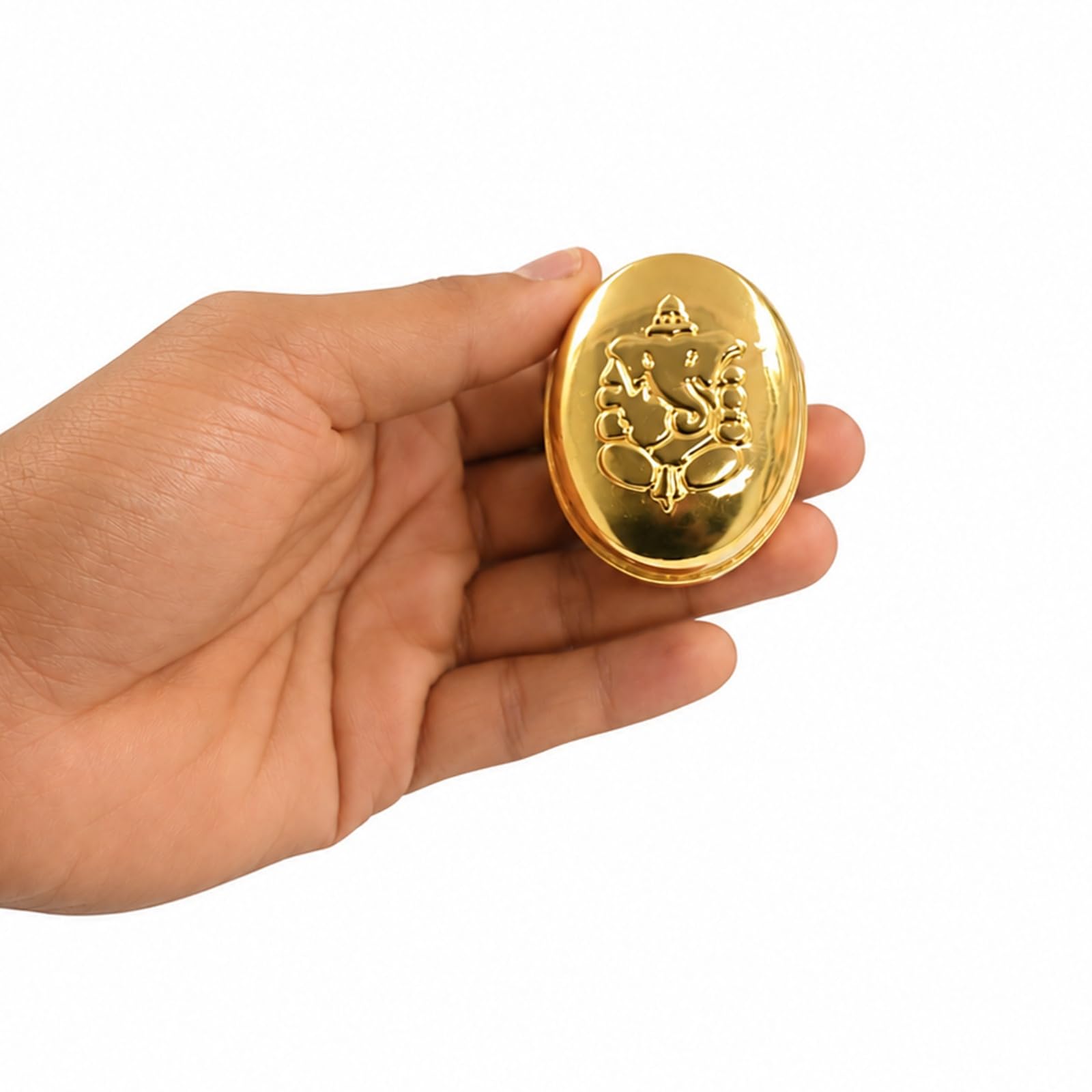 Spillbox Brass Kumkum Box for Return Gift|Haldi Kumkum Holder|Sindoor Box with Lid | Traditional Sindur Dani Box for Pooja, Wedding Return Gifts & Festive Gifting-OVAL -Oval Dabbi brass box 1