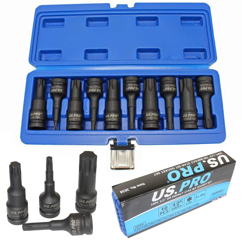 Us Pro Tools Impact Torx Star Socket Set 1/2" Drive Large Torx T30T100 3638 from B&Q