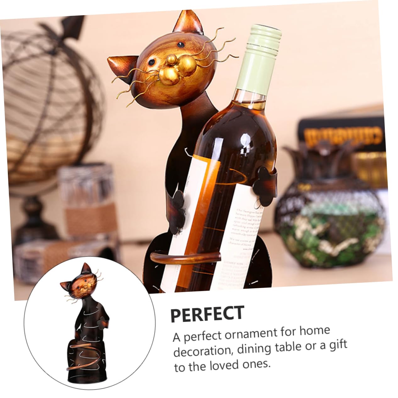 Alipis Porte-Bouteilles De Vin Rouge en Fer pour Chat Présentoir À Vin Rouge Décoration Dintérieur Pratique Et Robuste