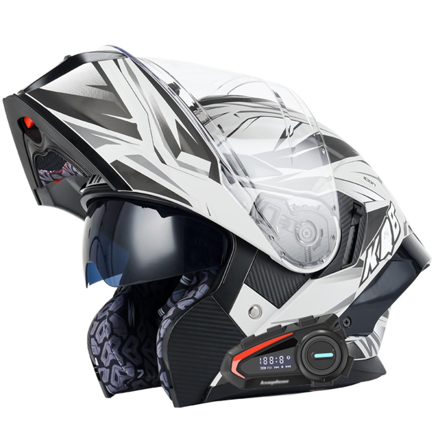 Klapphelm mit Sonnenblende Bluetooth Motorradhelm Helm Motorrad Klapphelm Motorradhelm ECE Zertifiziert Integralhelme Mit Doppelvisier Motorradhelm Klappbar Für Herren Damen