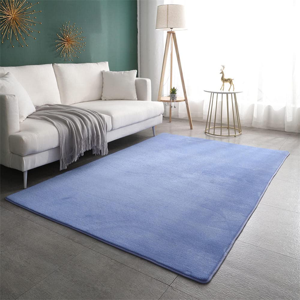 Tapis de salon bleu moderne pour chambre d'enfants LUNEZY