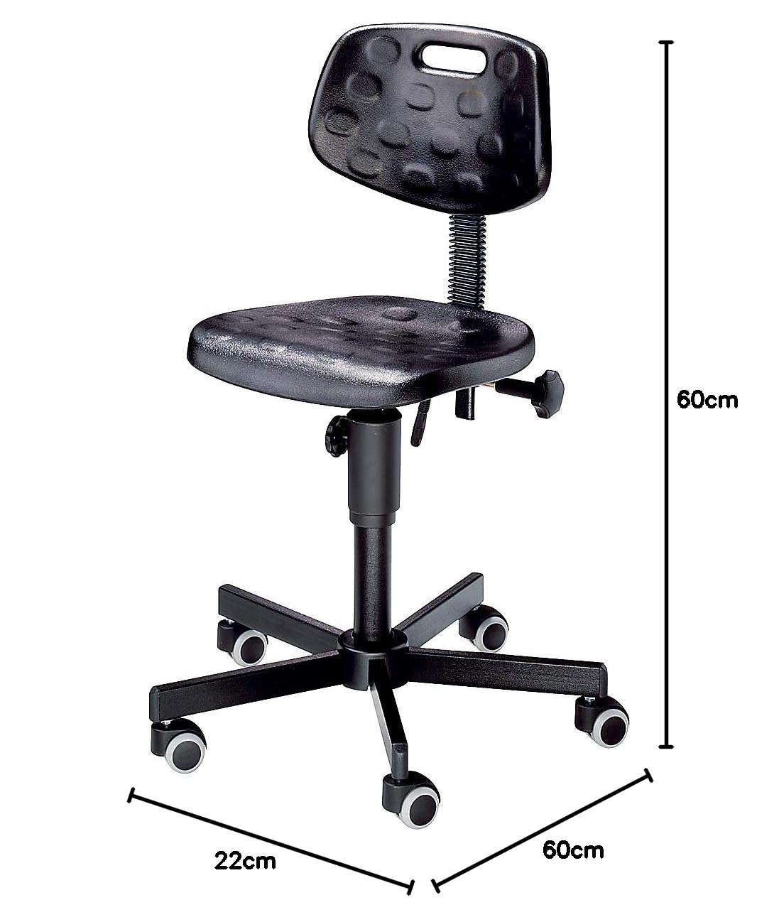 meychair | Sedia girevole da lavoro in PU espanso | senza poggiapiedi | con piedini | range di regolazione dell'altezza 460-650 mm