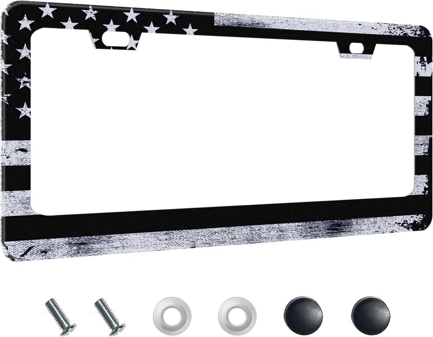 ALKB Durable Stainless License Plate Frames American Flag