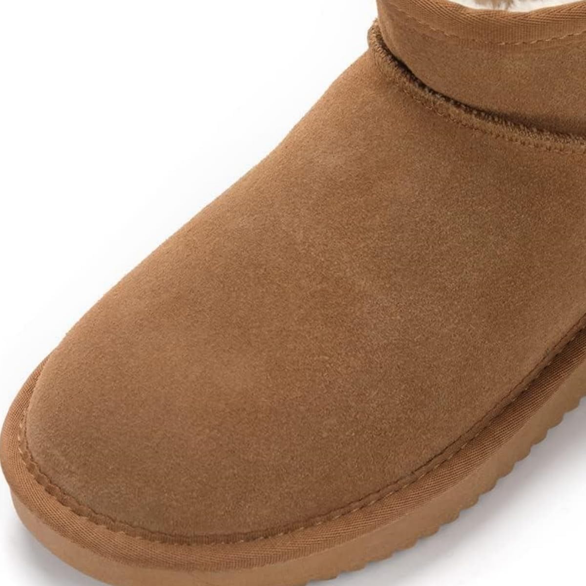 Genérico Women's Classic Ultra Mini Ankle Boot, Winter Comfortable Warm, Outdoor Anti-Slip Snow Boots, Fur Lined Faux Suede Leather Short Ankle Boots (37 EU,Brown)