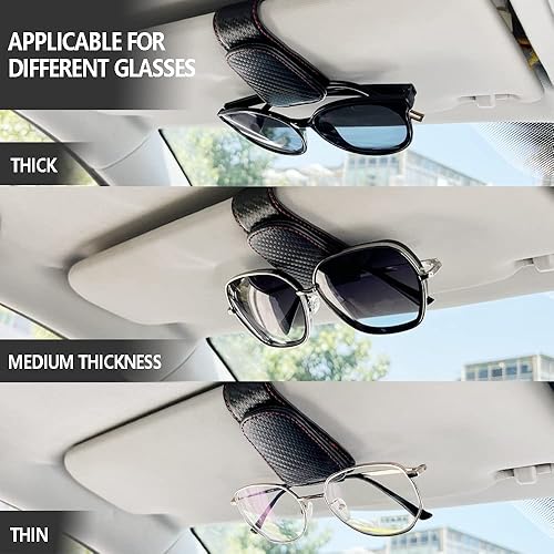 Miniatura 4 de 2 soportes para lentes de sol para automóvil, clip magnético de cuero para visera solar de automóvil, soporte para lentes de sol y clip para tarjeta