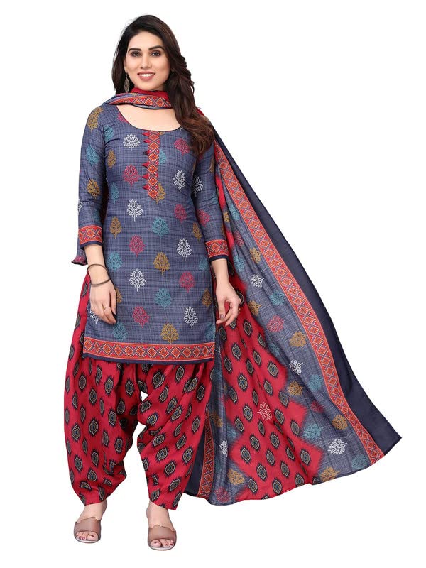 Satrani Women's Printed Poly Cotton Unstitched Dress Material(1175D1272N_Grey2)