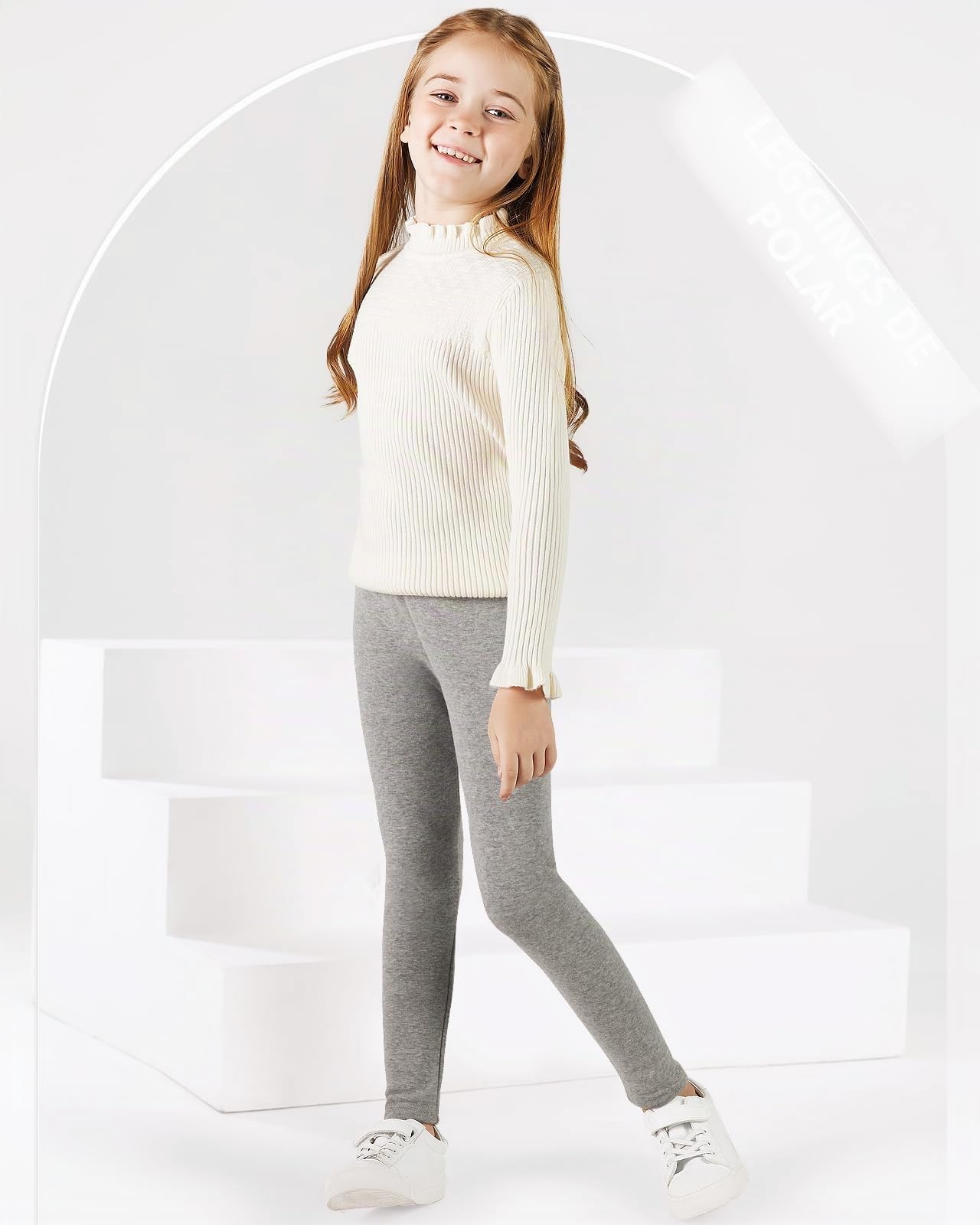 Adorel Leggings Térmicos Algodón Forros para Niñas Pack de 2 Gris, Rosa 5-6 Años (Tamaño del Fabricante 120)