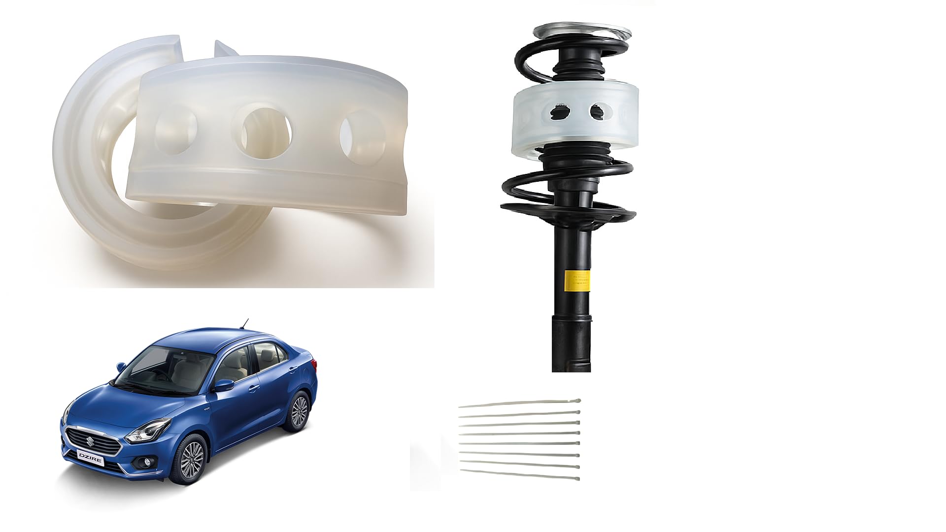 Autoclean Rear Car Coil Spring Buffer Kit For Increasing Car Height, Car Cushioner, Shock Absorber And Stabilizer Suspension Accessories For Swift Dzire 2017 Onwards - Size B+-image-26