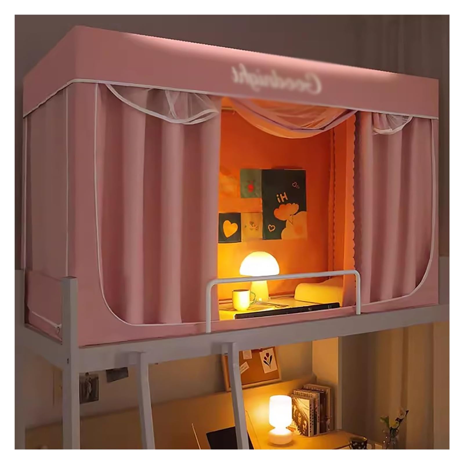 Verdunkelungs-Bettzelt, Doppelbett, Sichtschutz im Schlafsaal, Etagenbett für den Innenbereich, mit Halterung, für Kinder/Erwachsene, einfach zu installieren und tragbar, für Mädchen/Jungen,