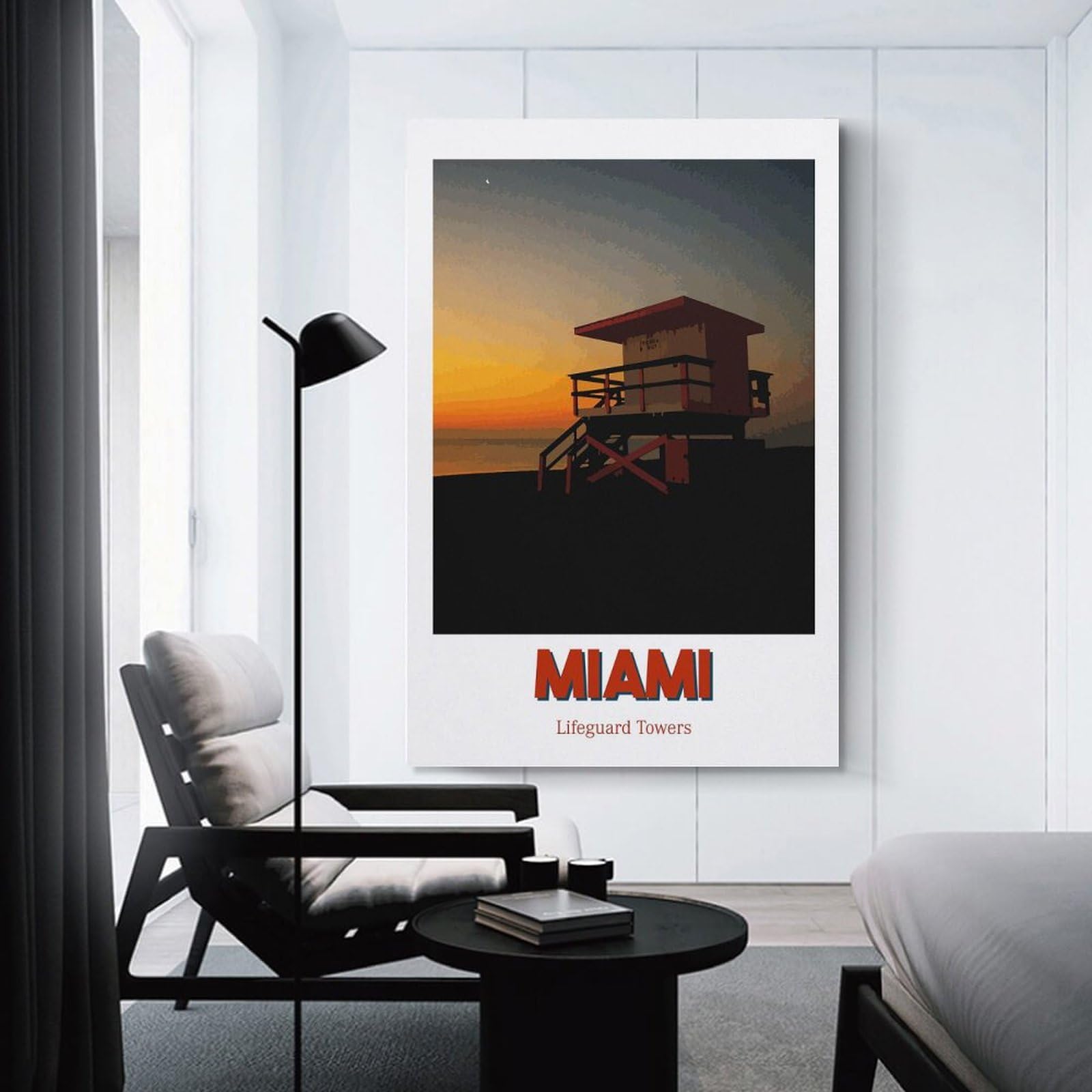 Miami Lifeguard Towers Decorative Canvas Print 24x36inch(60x90cm), for Gallery Wall Layouts in Home Or Office, Home Wall Art for Statement Displays
