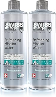 Swiss Image Refreshing Micellar Water 2 X 400 ml | Make Up Remover, Cleanses & Refreshes, Removes Waterproof Make Up, Non Greasy, hydrating | Non Rinse off | For Combination To Oily Skin