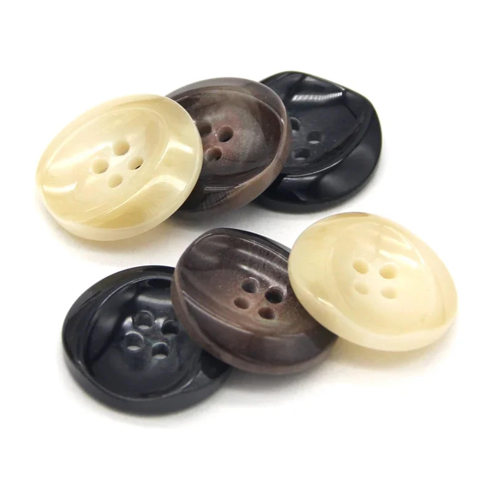 bottoni, Bottoni in corno di resina Beige Nero Marrone 15-30 mm for cucire abbigliamento(Black,25mm 10pcs)