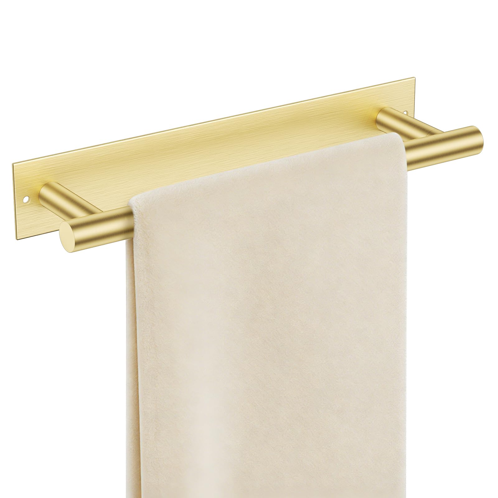 YACVCL Self Adhesive Bathroom Towel Bar, Brushed Gold 304 Stainless Steel Bath Accessories Towel Rail Hanger, Square Hand Towel Holder Wall Mounted for Bathroom Kitchen Lavatory
