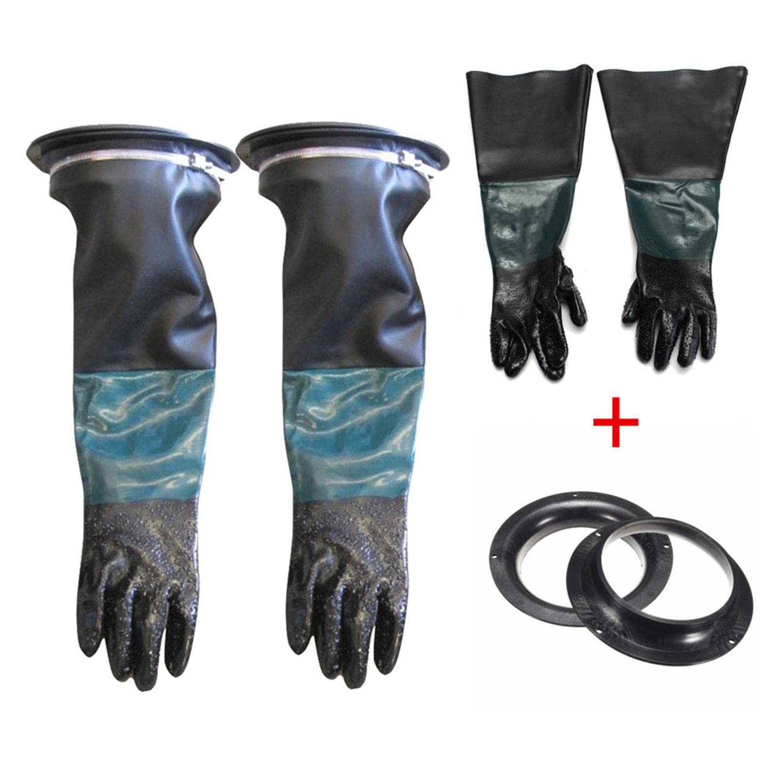 Paire de gants robustes 210 mm avec pince pour armoire à sablage