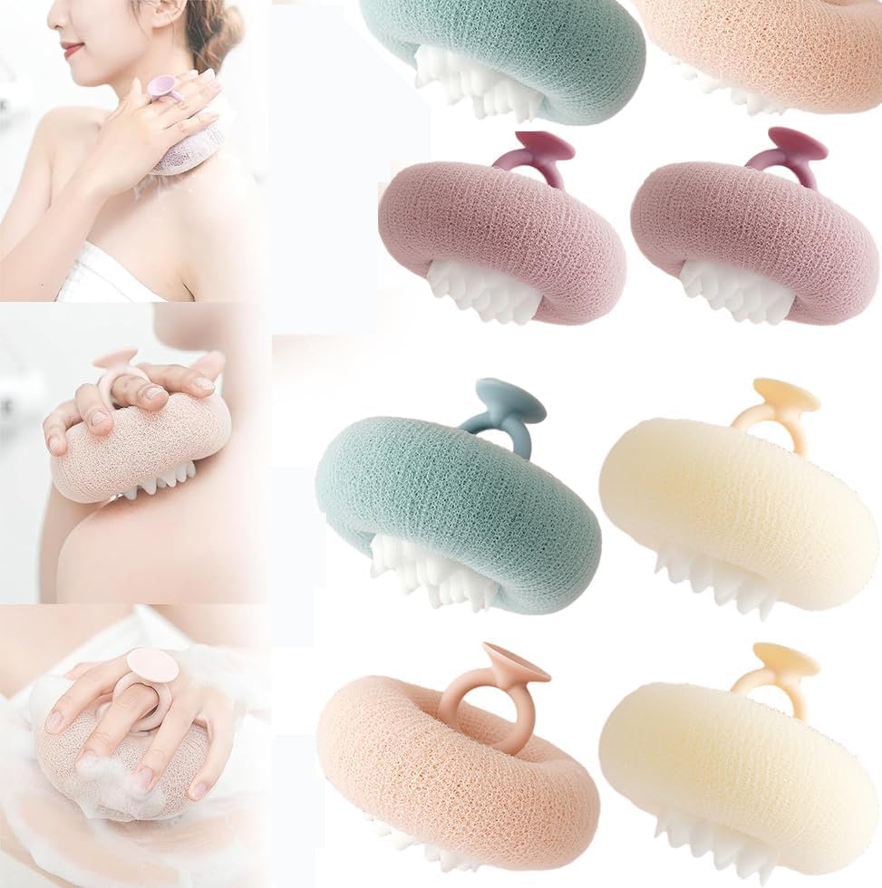 Super Soft Sunflower Suction Cup Bath Ball,Exfoliating Bath Sponge Cleaning Brush with Suction Cup,2-in-1 Sunflower Bath Ball Sunflower Shower Bath Sponges for Women (4Pcs) (4Pcs)