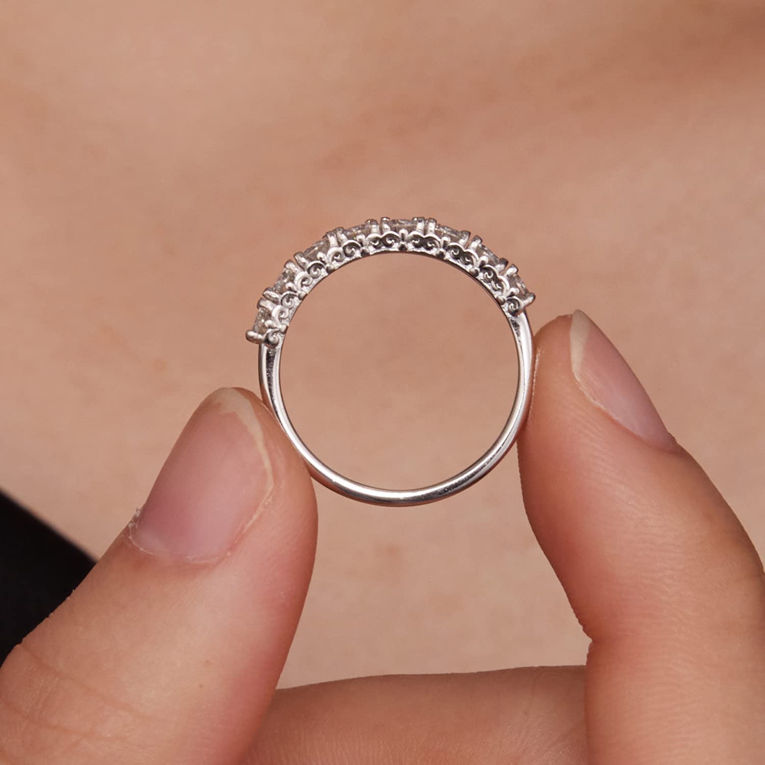 Anello Moissanite fantasia Anello in argento sterling 925, MSR015 (7)
