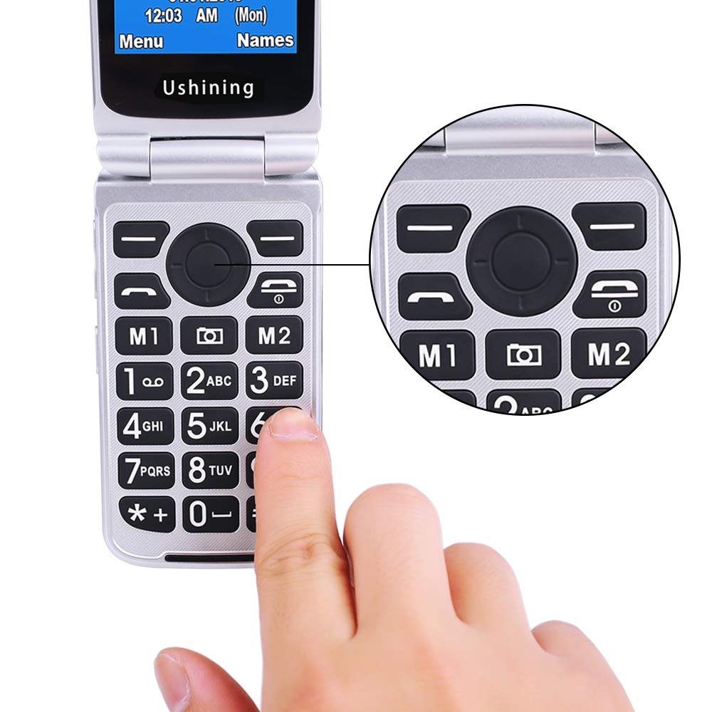 Cellulare per Anziani con Tasti Grandi, Ukuu 3G Telefono per Anziani 2,8" + 1,77" Schermo Dual SIM Cellulare Anziani a Conchiglia Volume Alto,Facile da usare con Base di Ricarica - Nero
