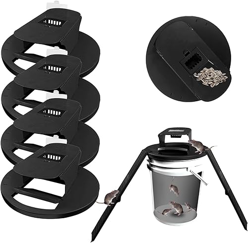 Miniatura 8 de Trampas para ratones de interior para el hogar, paquete de 4 tapas de cubo con caja transparente mejorada, 2 rampas y reinicio automático, trampa