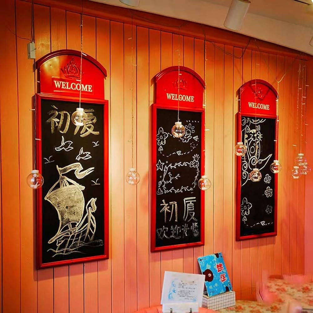 Letrero de menú de pizarra, exhibición de hierro montado en la pared para restaurante, bar, cafetería, plantillas de tiza rústicas para acera