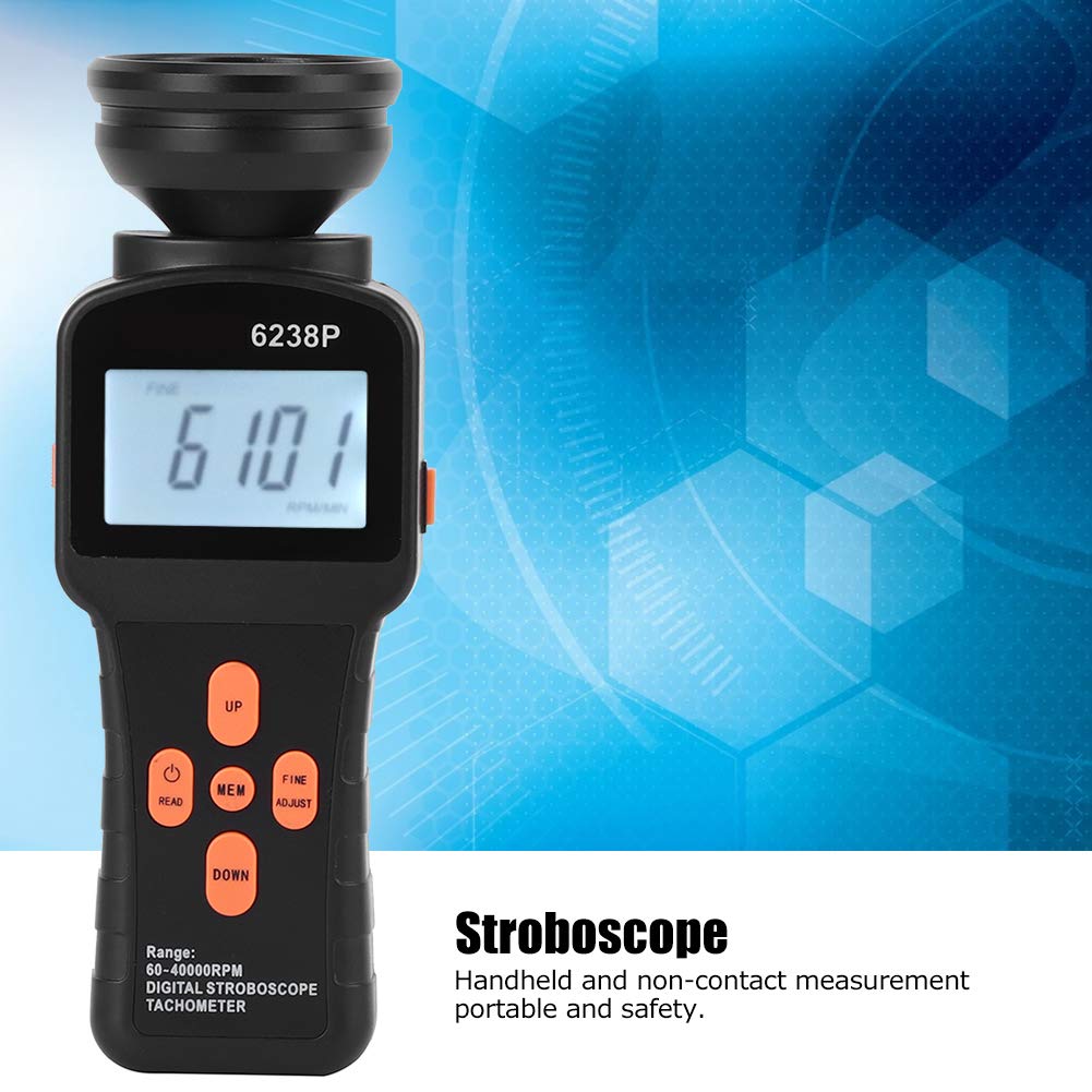 LiebeWH Tacómetro estroboscópico digital, rango de 640.000 rpm