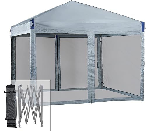 Aoodor Tienda de campaña desplegable de 10 x 10 pies con bolsa enrollable, sombra instantánea portátil, marco de hierro resistente, tela Oxford 210D