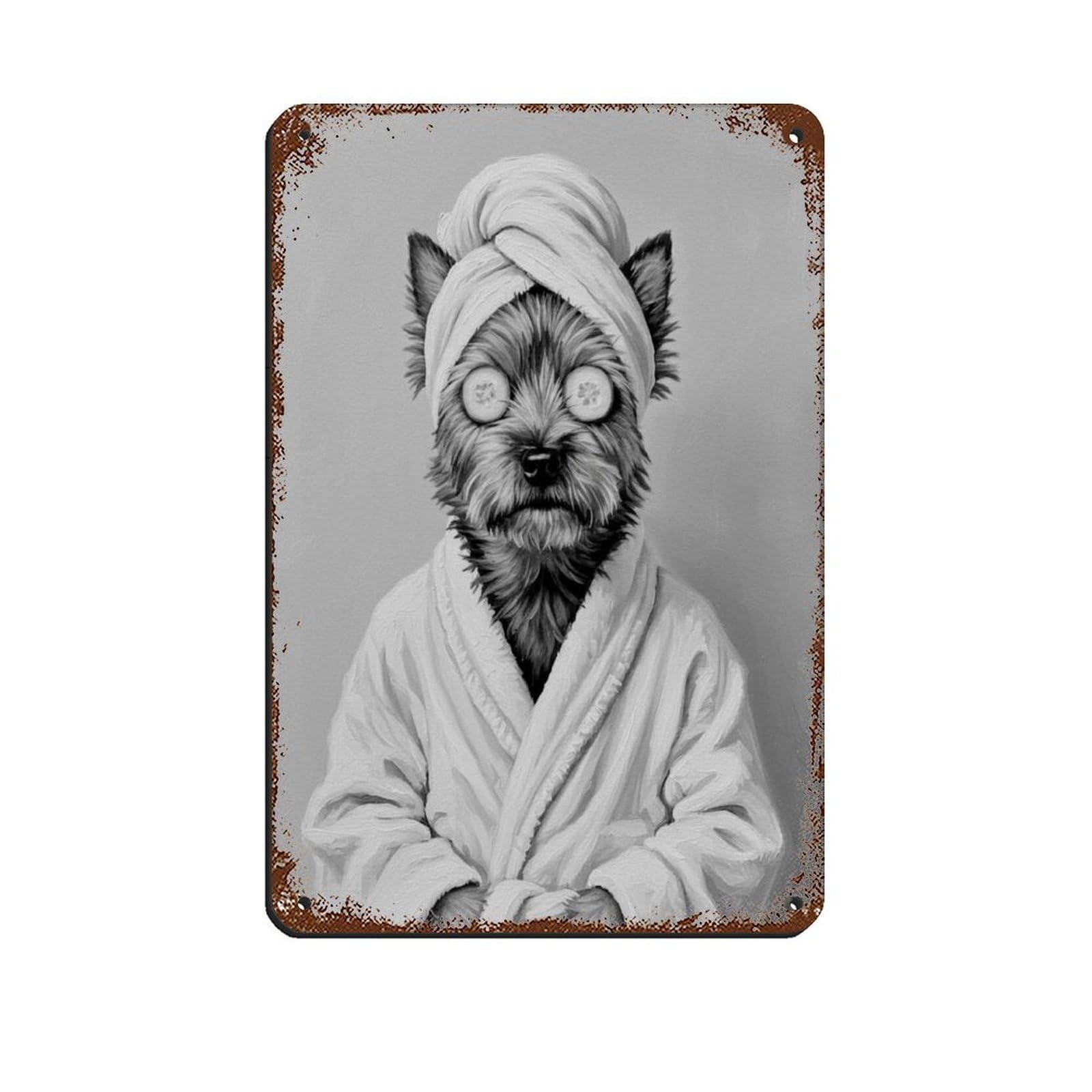 Cairn Terrier Bathroom Spa Art Retro Poster Metal Tin Sign Chic Art Retro Iron Painting Bar People Cave Cafe Family Garage Poster Wall Decoration 8x12inch(20x30cm)
