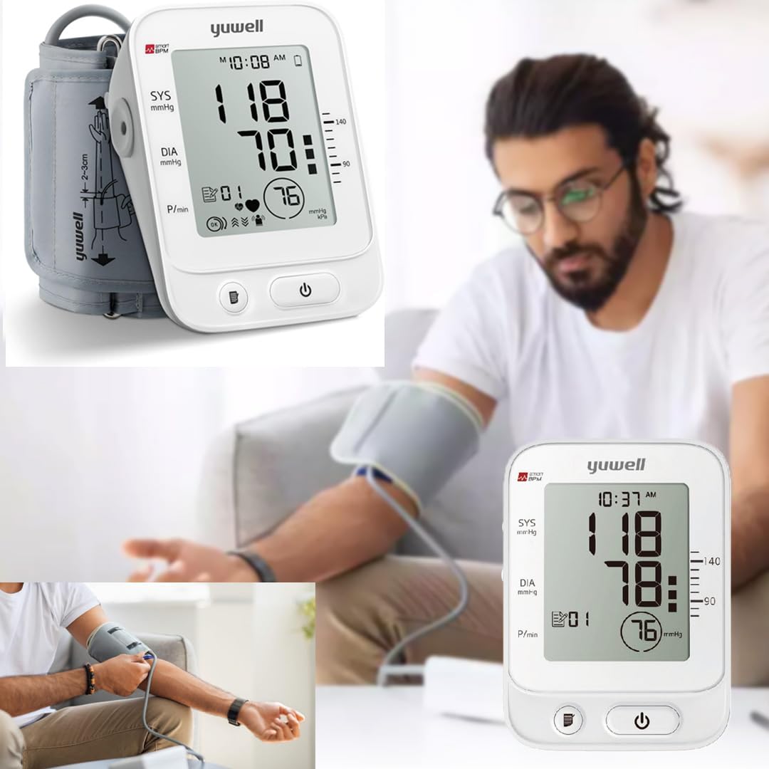 yuwell Digital Arm Blood Pressure Monitor, Advanced Features, Accurate Monitoring, Systolic, Diastolic, Heart Rate, Pulse Rate, White 1