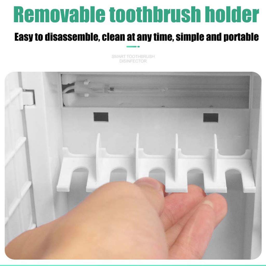 TJH Esterilizador de Cepillo de Dientes eléctrico Inteligente, Caja de Almacenamiento de Cepillo de Dientes de Secado por esterilización UV, Rack para Dispositivos de Pared para Herramientas dentales