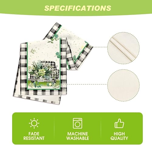 Miniatura 5 de Artoid Mode Camino de mesa de verano de eucalipto a cuadros de búfalo, decoración de mesa de comedor de primavera de temporada para decoración de