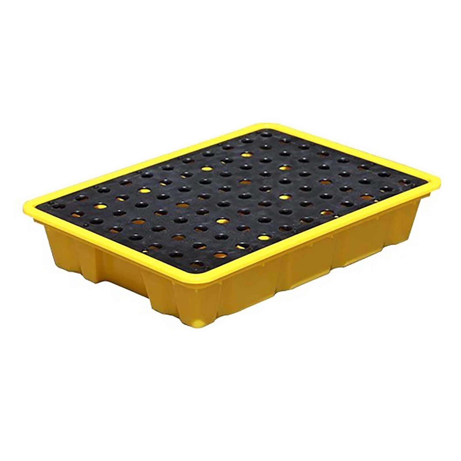 Bandeja Colectora de Plástico 1100 lbs – Cubeta Modular con Desagüe, Rejilla Extraíble y Ranuras para Carretilla – Para Bidones y Líquidos Industriales(49x35x9.5cm/19x14x4in)