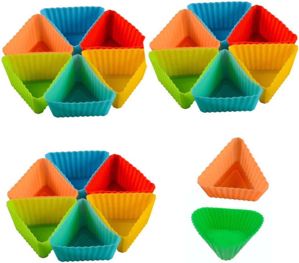 CHUTD 20pcs Silicone Cupcake Baking Cups Cake Molds Resuable Muffin Cups Ice Cube Molds for Making Muffin Chocolate Bread