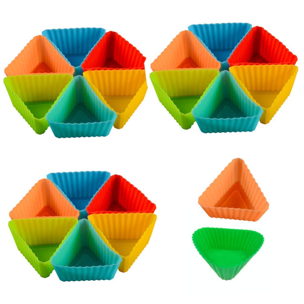 CHUTD 20pcs Silicone Cupcake Baking Cups Cake Molds Resuable Muffin Cups Ice Cube Molds for Making Muffin Chocolate Bread