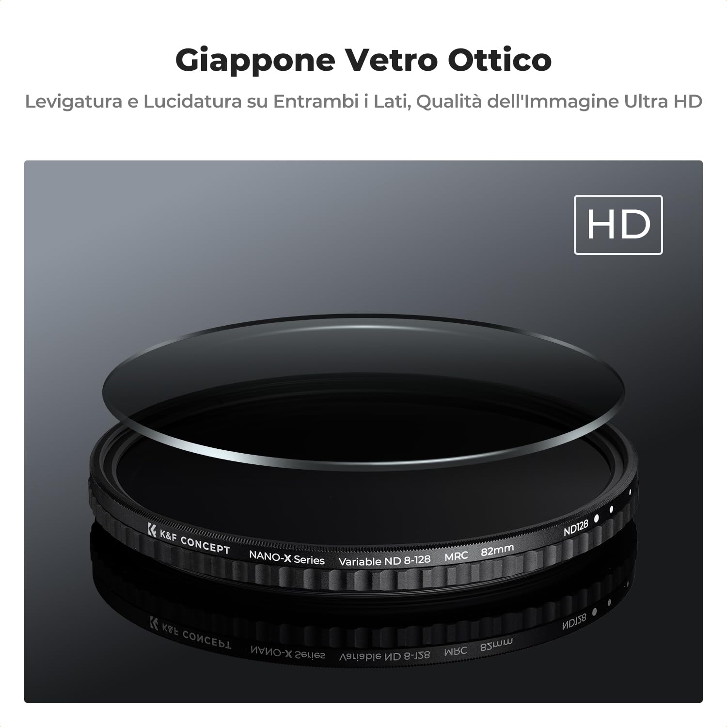 K&F CONCEPT Nano-Xcel 82mm Filtro Variabile ND8-128, Filtro Densità Neutra ND8-128 (3-7 stop) in Vetro Ottico con Rivestimento Nano a 28 Strati