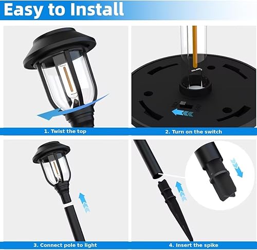 Miniatura 4 de Paquete de 12 luces solares para caminos al aire libre, luces solares para exteriores, impermeables, encendido/apagado automático, luces solares de