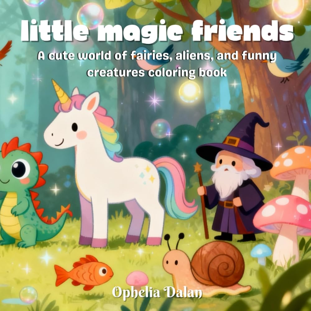 Little Magic Friends: A cute world of fairies, aliens, and funny creatures coloring book