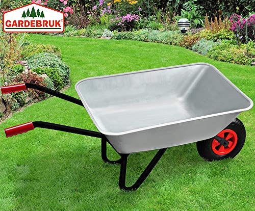 Gardebruk Schubkarre 80L 150kg Belastbarkeit verzinkter Stahlrohrrahmen Bauschubkarre Gartenkarre Schiebkarre - 6