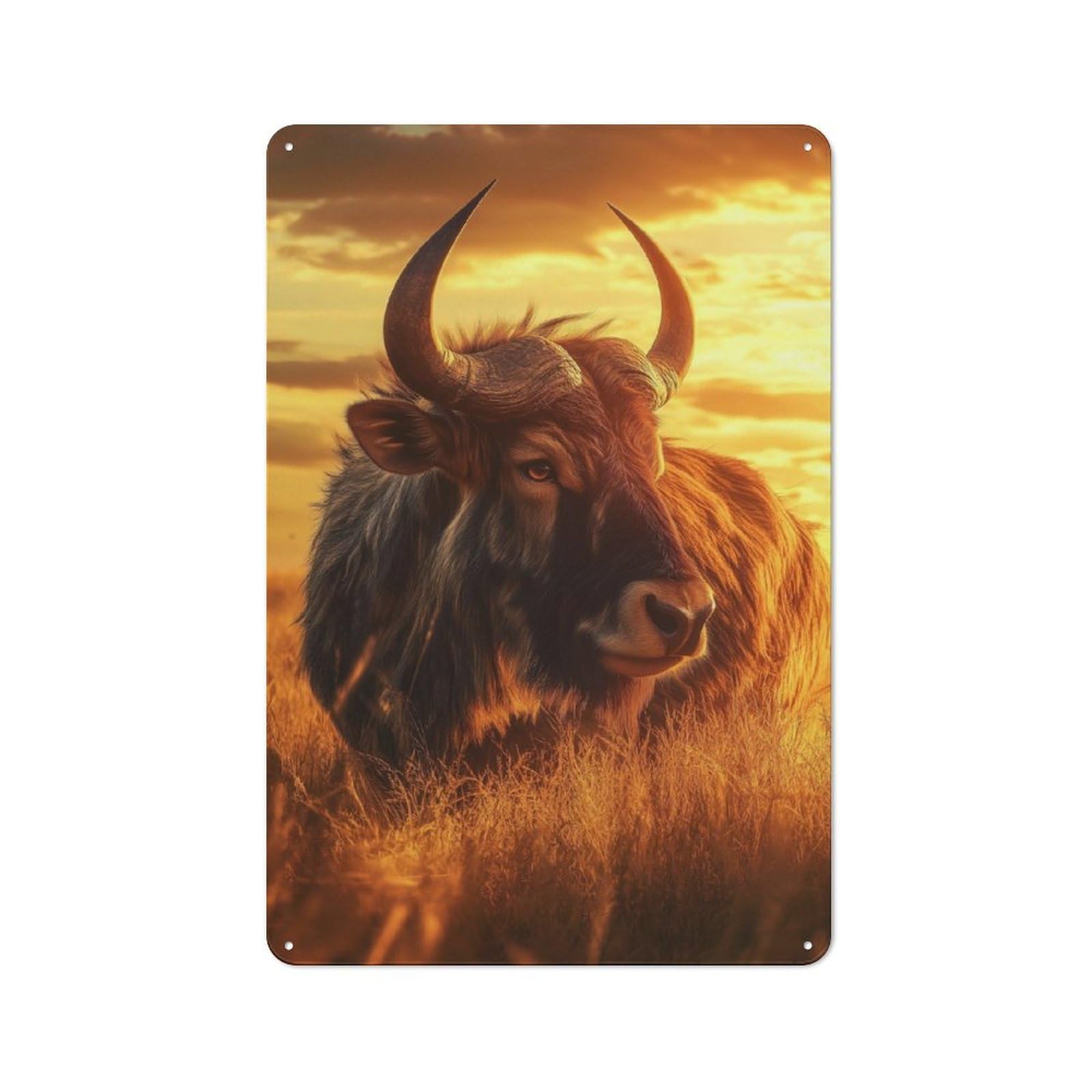 Junmoney Gnu At Sunset Rustic Tin Sign 30X20cm For Living Room Or Hallway, Suited To Living Room Decor Lovers