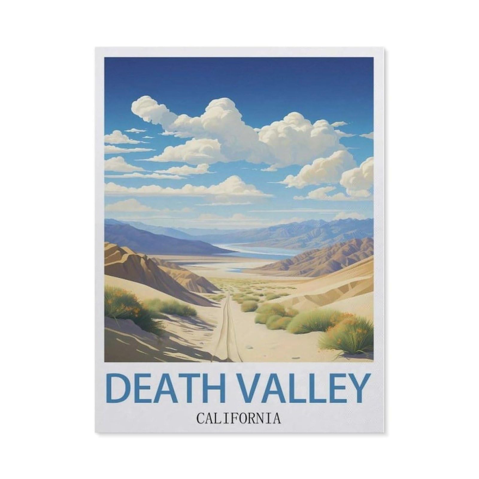Beayodkp （30 X 40 Cm/11.81 X 15.74 Inches） Death Valley California Vintage Travel Poster，5D Diy Diamond Painting Full Round Drill Diamond Embroidery Cross Stitch Rhinestone Mosaic Paintings Art-Cd90