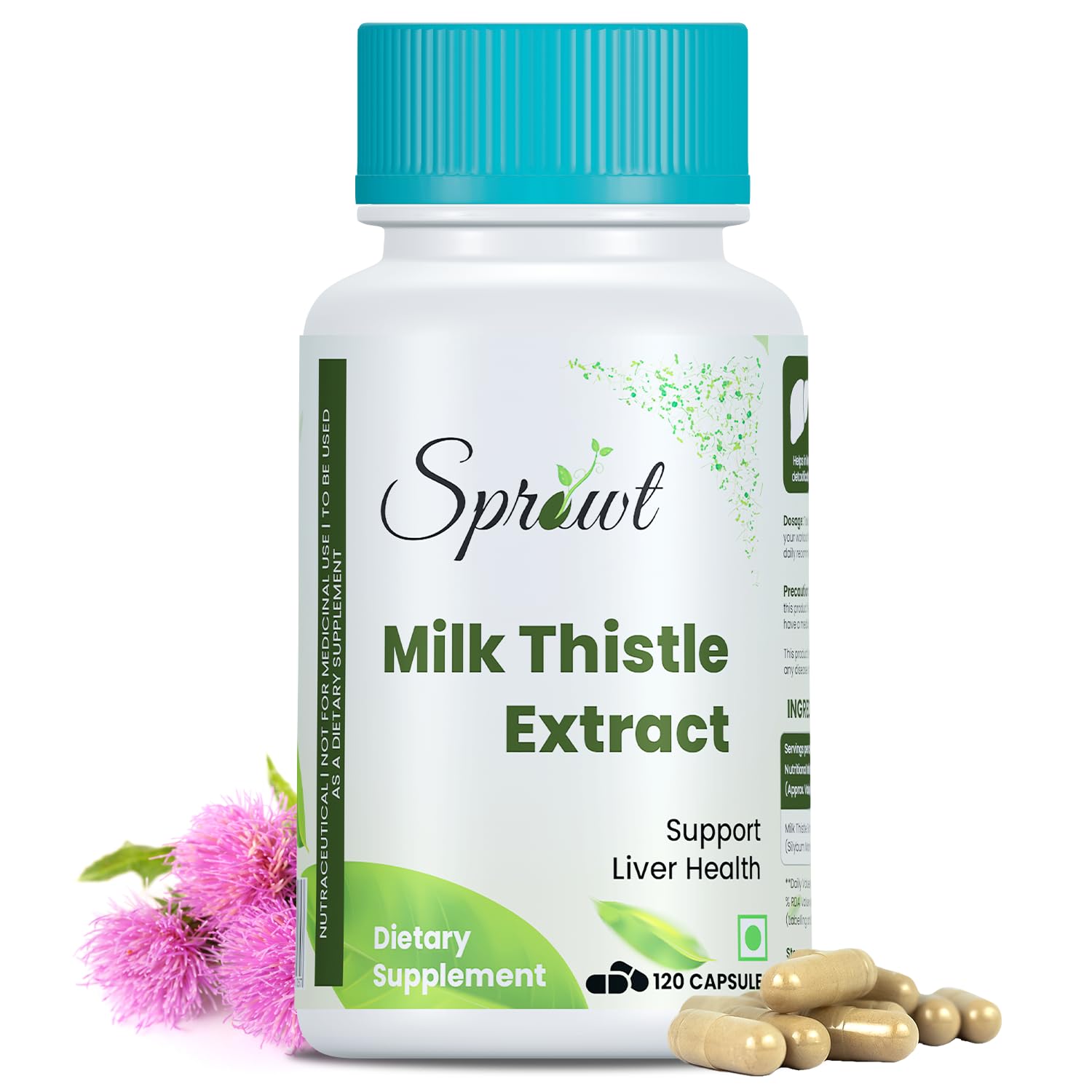Sprowt Milk Thistle Extract With 800Mg Of Silybum Marianum Detox Supplement For Men And Women For Healthy Liver | Boost Metabolism And Maintain Cholesterol level - 120 Vegetarian Capsules (B0CKFL53WV) Amazon Price History, Amazon Price Tracker