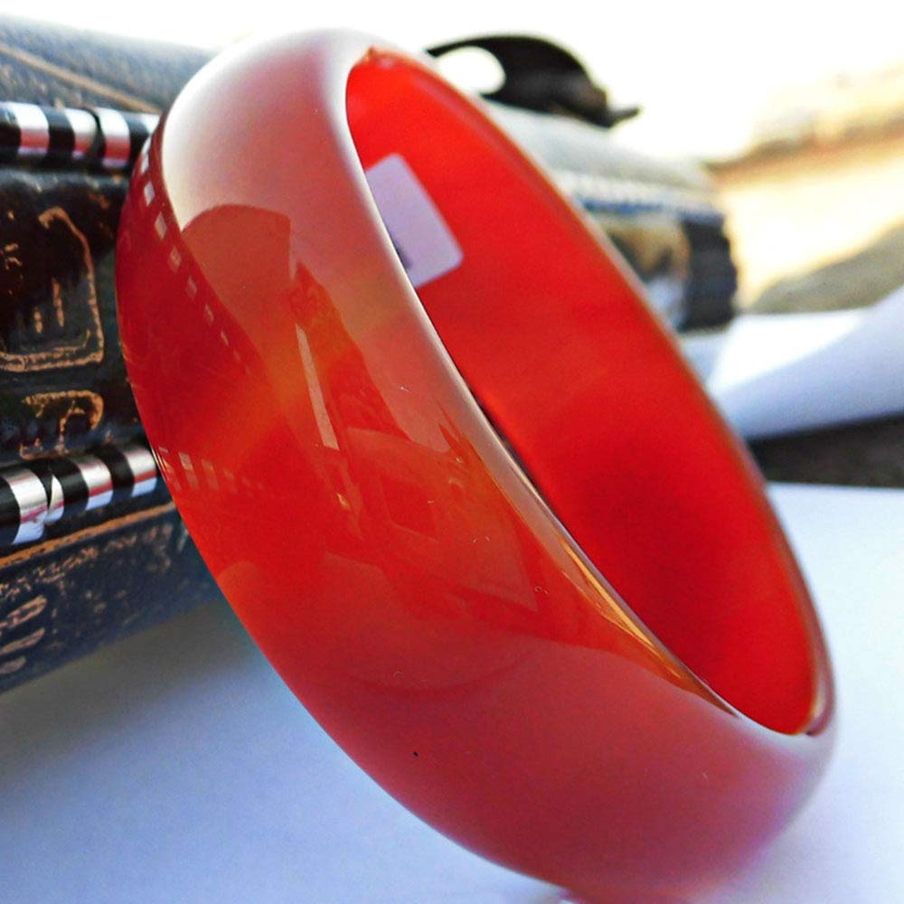 Braccialetto di Giada, Braccialetto Cinese, Braccialetti di Giada Rossa Naturale per Le Donne, Braccialetto di Giada di Agata Rossa con Scatola(60mm