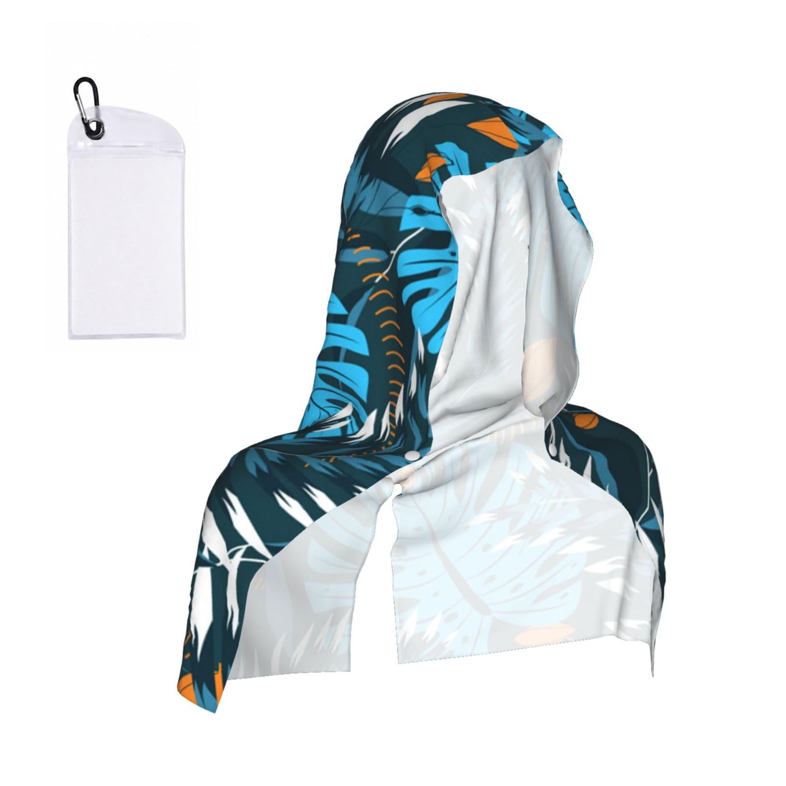 SATUSA Summer Tropical Leaves Print Cooling Hoodie Towel, Cooling Towels For Neck And Face, Quick Drying Absorbent Cooling Head Towel Beach Camping Gym Construction(2pcs)