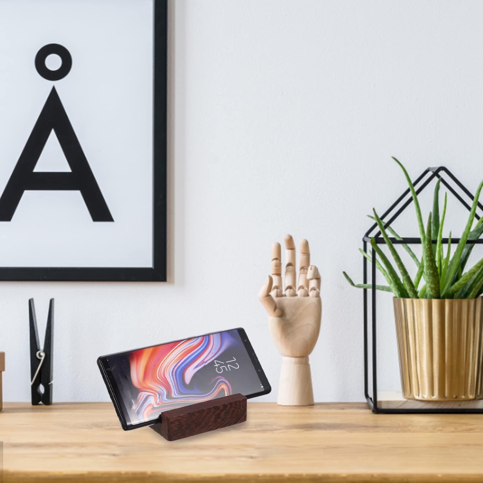 Hemobllo 3pezzi Supporto Telefonico Decorativo Multi-funzione Di Noce Porta Cellulare Da Scrivania Design Ergonomico Per Video e Videochiamate Accessorio Pratico Per Smartphone